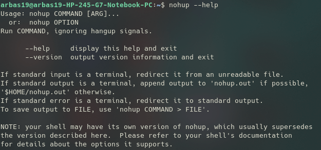 nohup command help