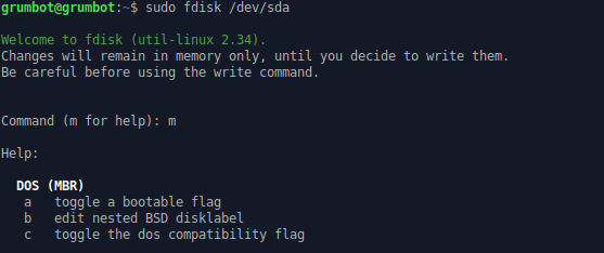 how to use fdisk command in Linux