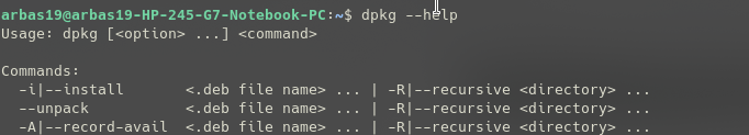 display help dpkg command