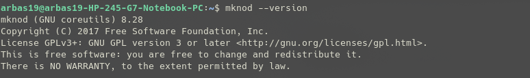 mknod command version check