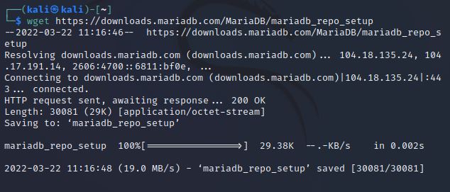 Download MariaDB 10.7 on Kali Linux