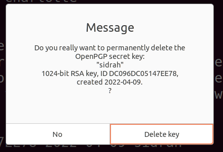 Delete Single User GPG Key Using UID