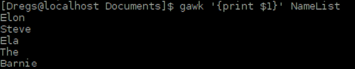 gawk command on linux