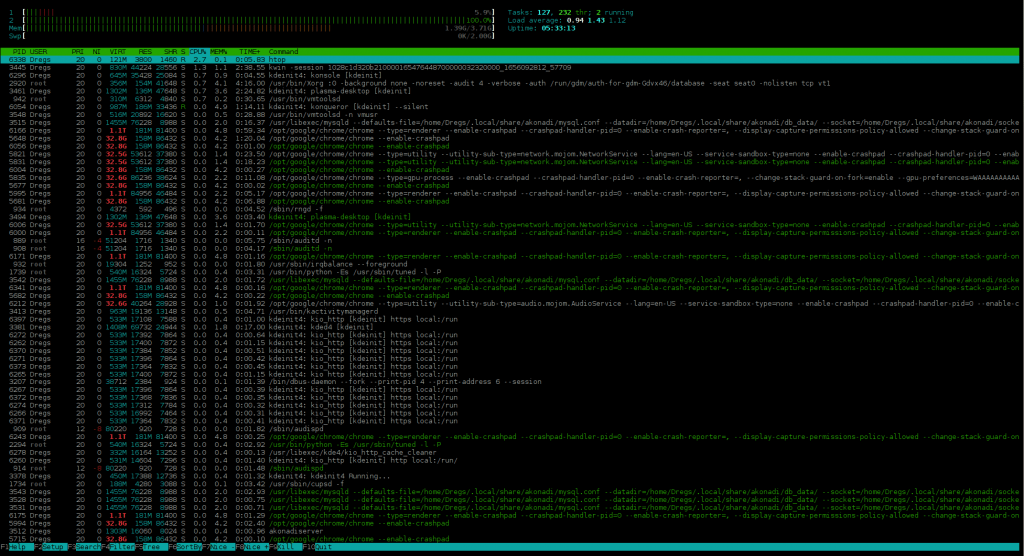 htop command on linux
