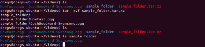 extract tar.xz files on linux