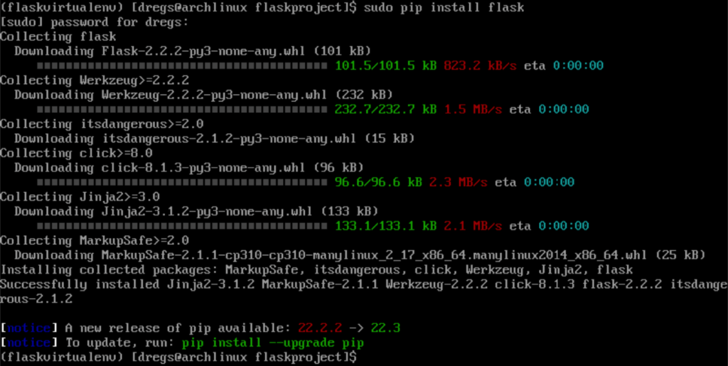 install flask in arch linux
