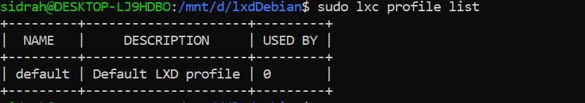 View lxd profile on Debian