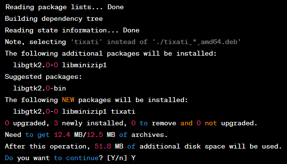 command to install Tixati.